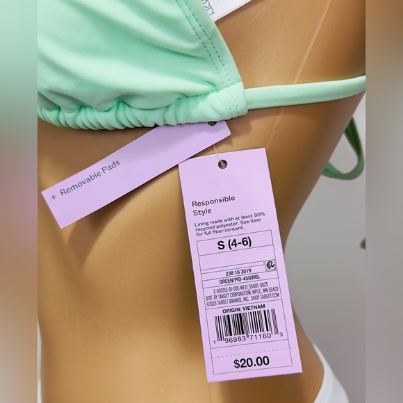 Wild fable Mint Green Triangle Bikini Top Gold Ring Accents on Shoulder … - Picture 9 of 10